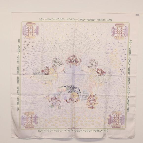 HERMES Carre 90 Scarf ""RENCONTRE OCEANE"" Silk Gray Auth 141551 - Picture 11 of 15